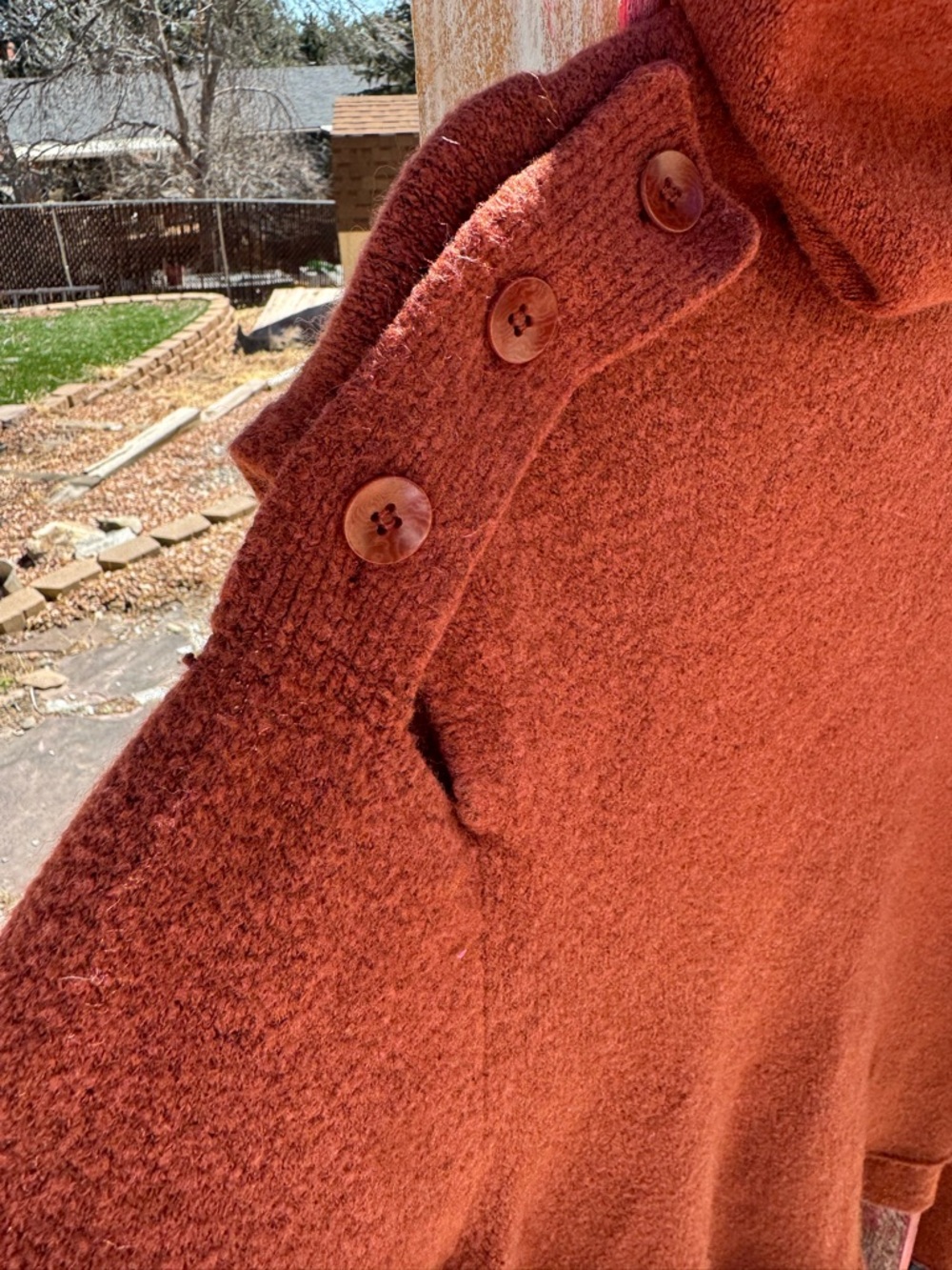 Tibi Rust Button-Shoulder Turtleneck Sweater - Picture 3 of 9
